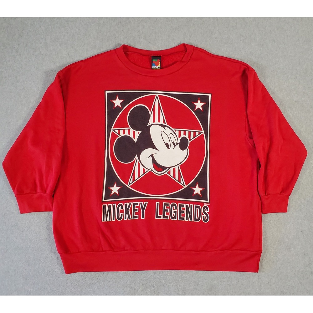 Vintage Disney Mickey Legends Sweatshirt Womens 3X Red Crewneck Made in USA